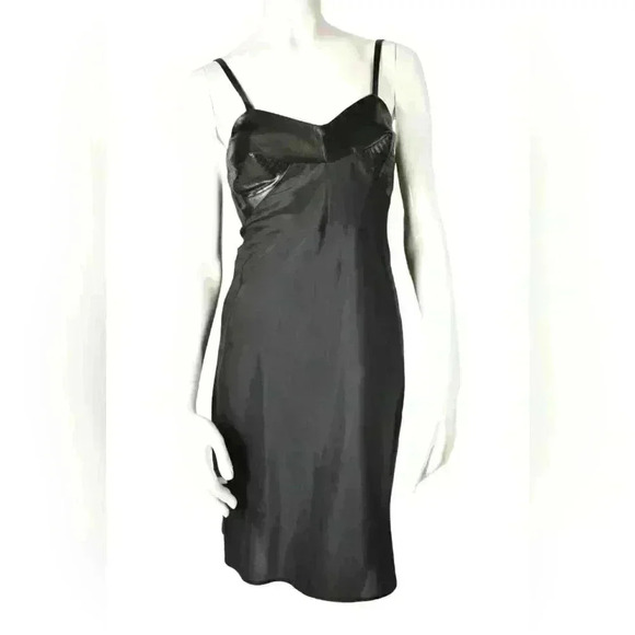 NWT FW14 BELSTAFF Black Satin Poly Bustier Mini Cocktail Dress 40EU Small Italy - Picture 1 of 11